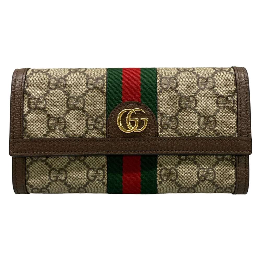 Gucci Ophidia Long Wallet 523153 Dark Brown Beige Multi PVC Leather
